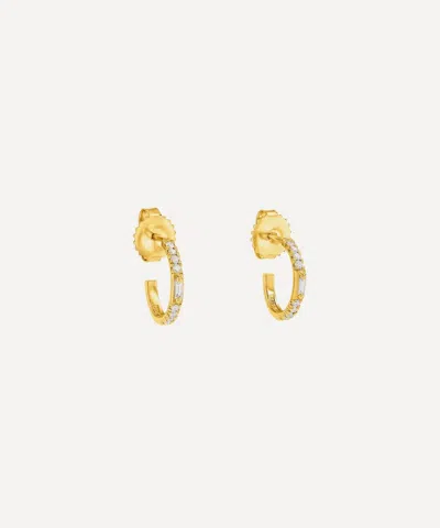 Suzanne Kalan 14ct Gold Mixed Diamond Mini Hoop Earrings In Neutral