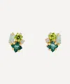 Suzanne Kalan 14ct Gold Nadima Green Mix Cluster Stud Earrings