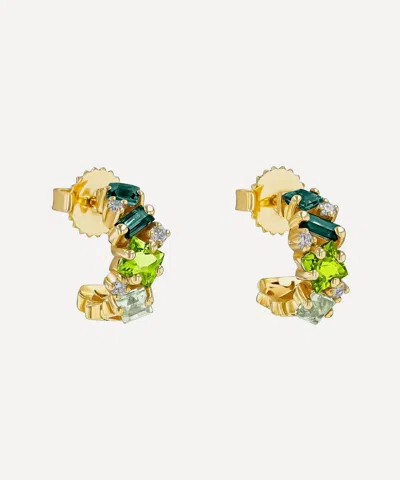 Suzanne Kalan 14ct Gold Nadima Green Ombre Mini Hoop Earrings