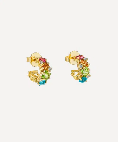 Suzanne Kalan 14ct Gold Nadima Rainbow Mini Hoop Earrings
