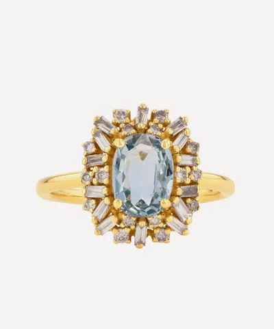 Suzanne Kalan 14ct Gold One-of-a-kind Oval Sapphire Diamond Portrait Ring
