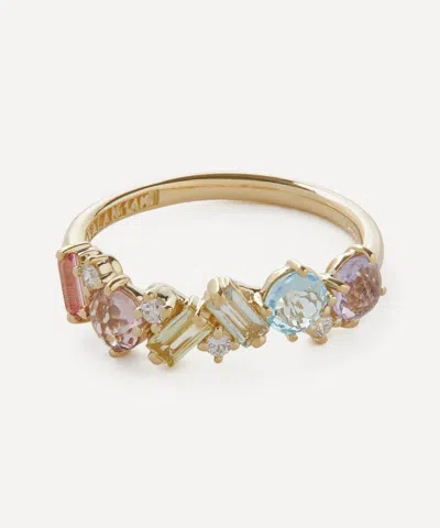 Suzanne Kalan 14ct Gold Pastel Mix Diamond Band Ring