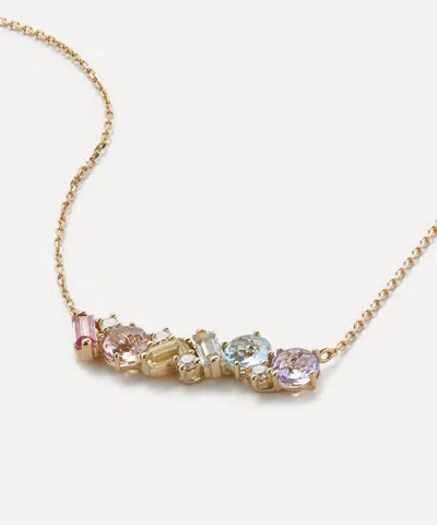 Suzanne Kalan 14ct Gold Pastel Mix Diamond Pendant Necklace