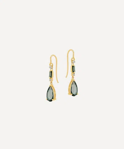 Suzanne Kalan 14ct Gold Pear Green Envy Dangle Drop Earrings