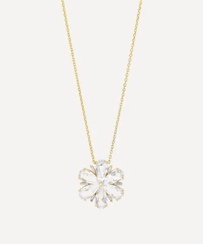 Suzanne Kalan 14ct Gold Retro White Topaz Flower Pendant Necklace