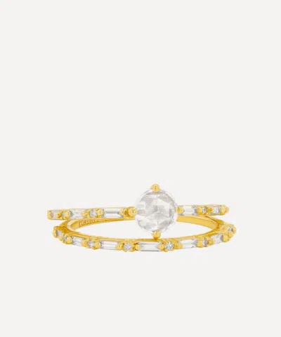 Suzanne Kalan 14ct Gold Rose Cut Round Diamond Engagement Ring In Orange