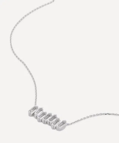 Suzanne Kalan 14ct White Gold White Topaz Bar Pendant Necklace