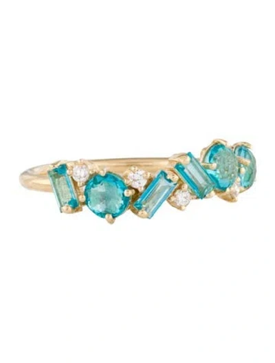 Pre-owned Suzanne Kalan 14k 1.05ctw Topaz & Diamond Amalfi Half Band In Multi