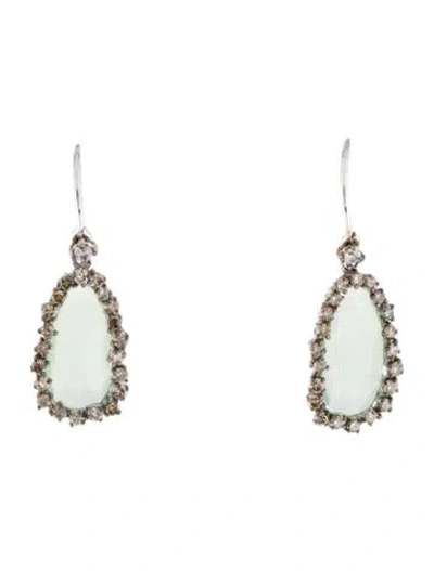 Pre-owned Suzanne Kalan 14k Chalcedony, Colorless Sapphire & Diamond Drop Earrings In Multi