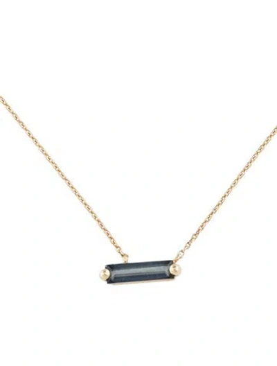 Pre-owned Suzanne Kalan 14k Coated Topaz Simple Baguette Necklace, 18" In Multicolor