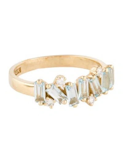 Pre-owned Suzanne Kalan 14k Diamond & Topaz Band In Multi