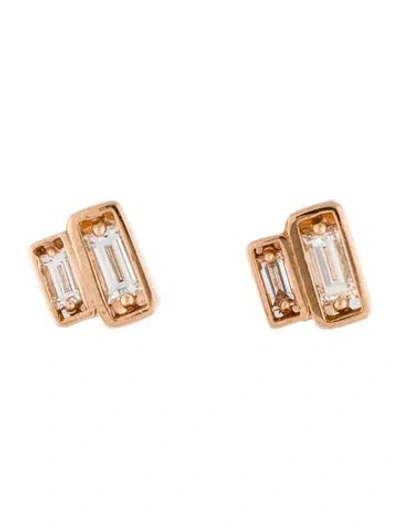 Pre-owned Suzanne Kalan 14k Diamond Stud Earrings In Multi