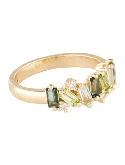 Pre-owned Suzanne Kalan 14k Multistone Amalfi Burst Green Mix Half Band