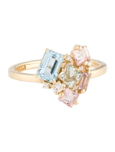 Pre-owned Suzanne Kalan 14k Multistone Amalfi Heart Cluster Cocktail Ring