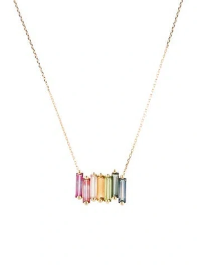 Pre-owned Suzanne Kalan 14k Multistone Amalfi Rainbow Stacker Pendant Necklace, 18"
