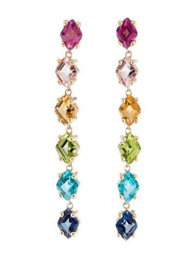 Pre-owned Suzanne Kalan 14k Multistone Drop Earrings