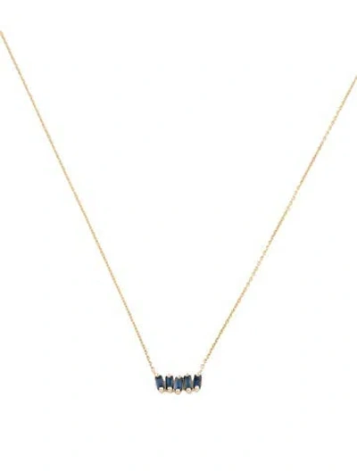 Pre-owned Suzanne Kalan 14k Sapphire Amalfi Mini Bar Pendant Necklace, 16" In Multicolor