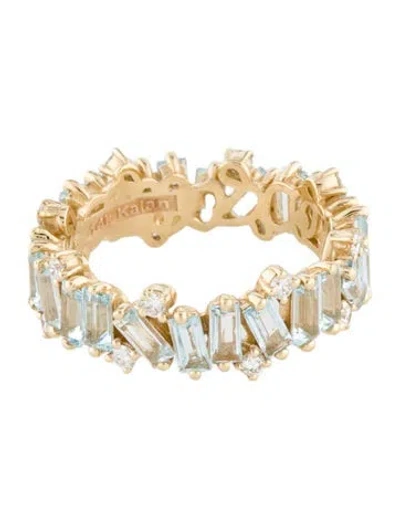 Pre-owned Suzanne Kalan 14k Topaz & Diamond Amalfi Burst Eternity Band In Multi