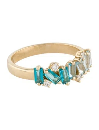 Pre-owned Suzanne Kalan 14k Topaz & Diamond Amalfi Burst Ombre Half Band In Multi