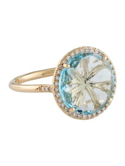 Pre-owned Suzanne Kalan 14k Topaz & Diamond Cocktail Ring In Multi
