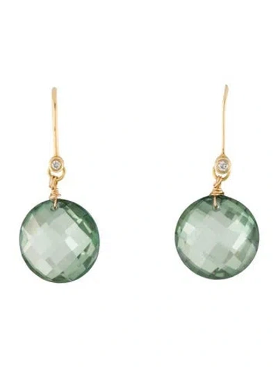 Pre-owned Suzanne Kalan 14k Topaz & Diamond Drop Earrings In Multi