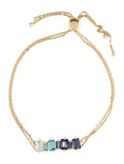 Pre-owned Suzanne Kalan 14k Topaz & Iolite Station Bracelet, 9.75" In Multi