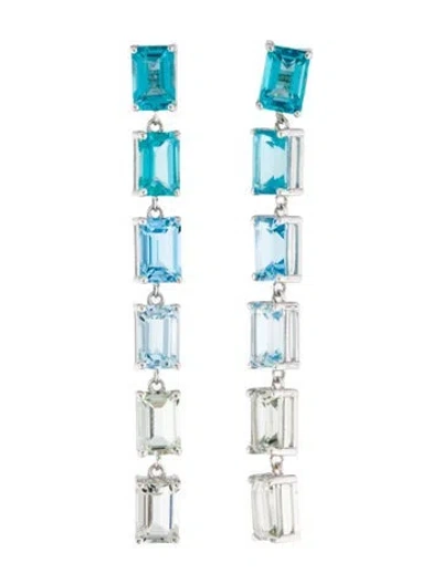 Pre-owned Suzanne Kalan 14k Topaz & Prasiolite Drop Earrings In Multi