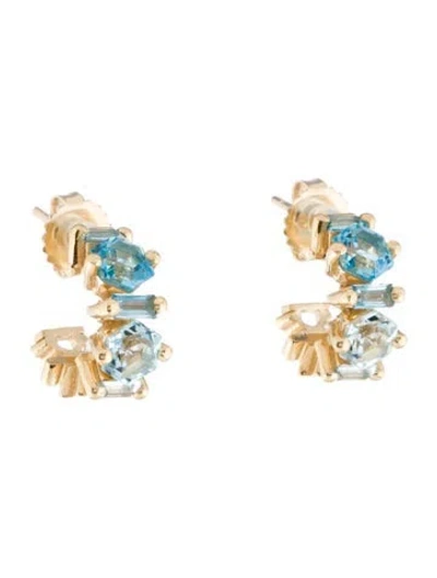 Pre-owned Suzanne Kalan 14k Topaz Nadima Blend Mini Hoop Earrings In Multi