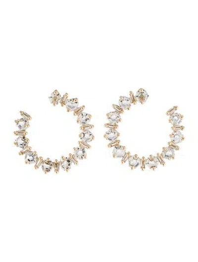Pre-owned Suzanne Kalan 14k Topaz Sideways Spiral Hoop Earrings In Multi