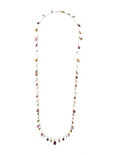 Pre-owned Suzanne Kalan 14k Tourmaline & Garnet Beaded Station Necklace, 36.75" In Multicolor