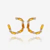 SUZANNE KALAN 14K YELLOW GOLD, DIAMOND AND CITRINE HOOP EARRINGS PE638-YGCT