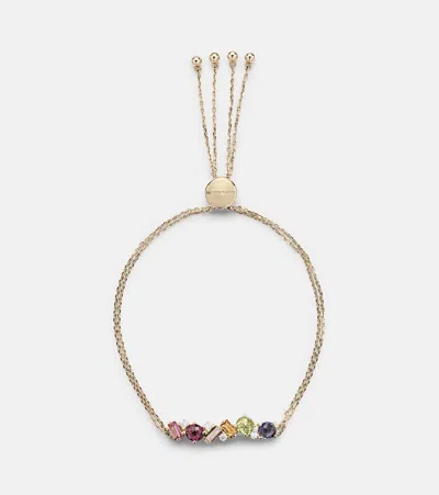 Suzanne Kalan 14kt Gold Adjustable Chain Bracelet With Sapphires And Diamonds In Rainbow/yg