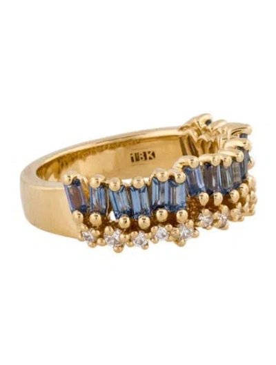 Pre-owned Suzanne Kalan 18k 1.15ctw Sapphire & Diamond Short Stack Half Band In Multi