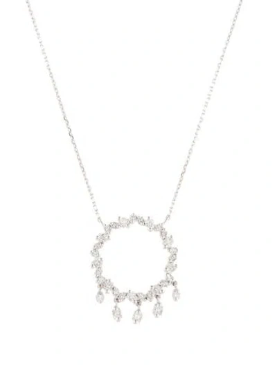 Pre-owned Suzanne Kalan 18k 1.16ctw Princess Cut Diamond Circle Pendant Necklace, 18" In Multi