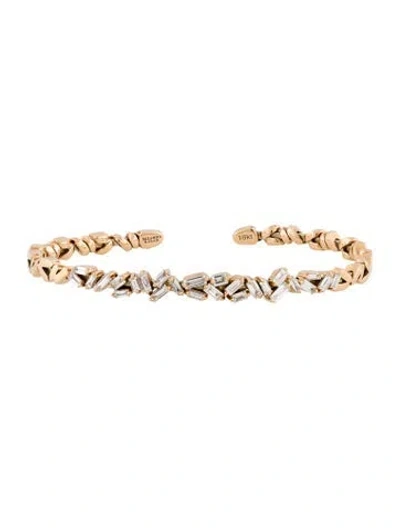Pre-owned Suzanne Kalan 18k 1.20ctw Diamond Classic Cluster Cuff, 6" In Multi