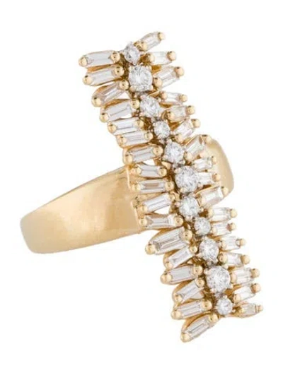 Pre-owned Suzanne Kalan 18k 1.48ctw Diamond Classic Short Stack Cocktail Ring In Multi