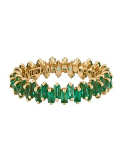 Pre-owned Suzanne Kalan 18k 1.62ctw Emerald Eternity Band In Multi