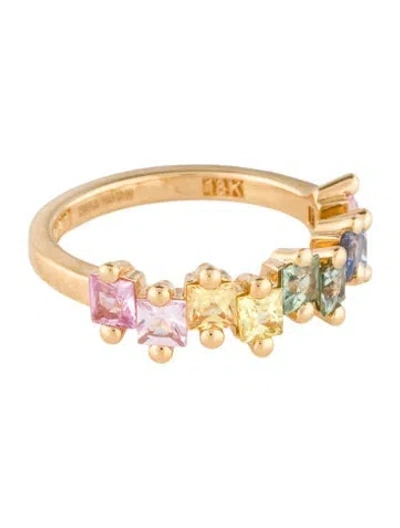 Pre-owned Suzanne Kalan 18k 1.90ctw Sapphire Rainbow Half Band In Multi