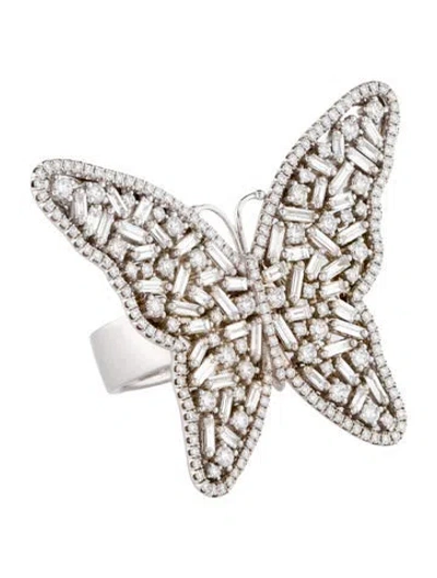 Pre-owned Suzanne Kalan 18k 1.97ctw Diamond Butterfly Cocktail Ring In Multi