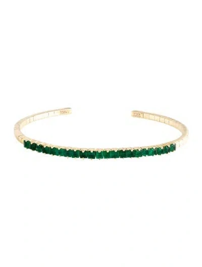 Pre-owned Suzanne Kalan 18k 1.99ctw Emerald Cuff, 7" In Multicolor