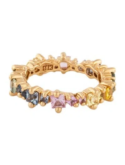 Pre-owned Suzanne Kalan 18k 2.55ctw Pastel Sapphire Eternity Band In Multicolor