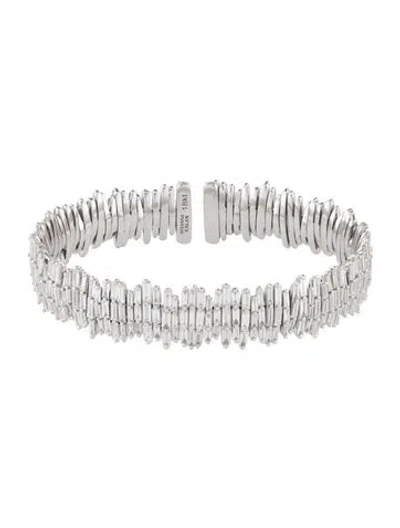 Pre-owned Suzanne Kalan 18k 9.72ctw Diamond Classic Gold Full Baguette Milli Bangle, 6.75" In Multi