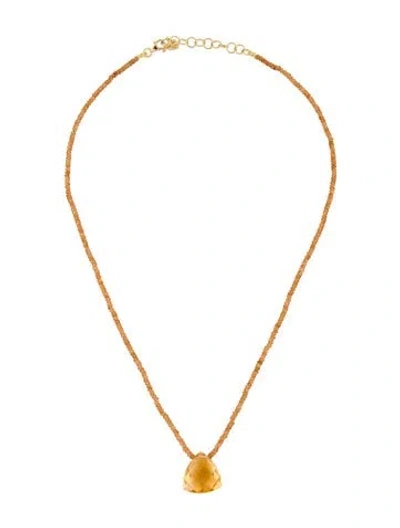 Pre-owned Suzanne Kalan 18k Citrine Beaded Strand Pendant Necklace, 16.5" In Multi