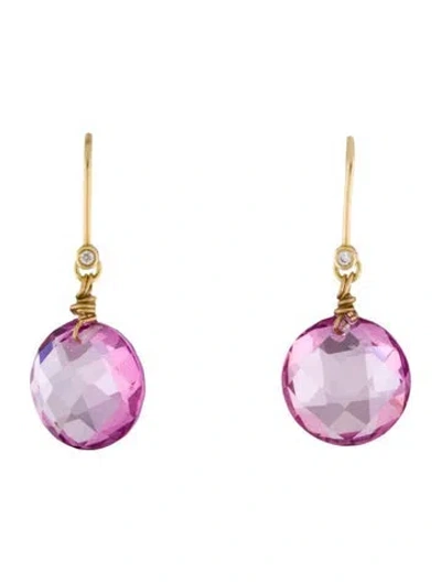 Pre-owned Suzanne Kalan 18k Coated Topaz & Diamond Drop Earrings In Multi