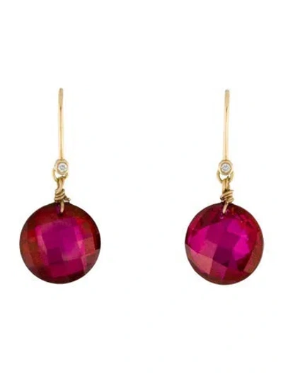 Pre-owned Suzanne Kalan 18k Coated Topaz & Diamond Drop Earrings In Multi