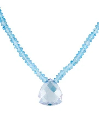 Pre-owned Suzanne Kalan 18k Coated Topaz & Topaz Bead Strand Pendant Necklace, 16.5" In Multi