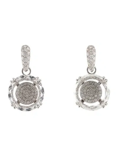 Pre-owned Suzanne Kalan 18k Diamond & Topaz Drop Earrings In Multi