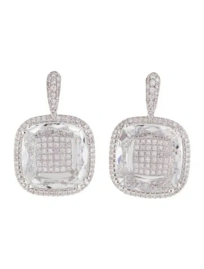 Pre-owned Suzanne Kalan 18k Diamond & Topaz Vitrine Drop Earrings In Multi
