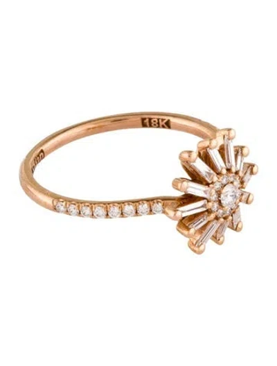 Pre-owned Suzanne Kalan 18k Diamond Bold Flower Ring In Multi