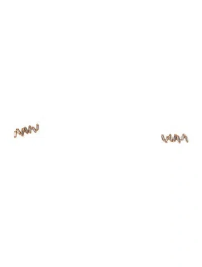 Pre-owned Suzanne Kalan 18k Diamond Classic Bar Stud Earrings In Multi